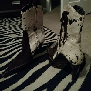 VIS A VIE-8M-CALF HAIR ANKLE HEELS/BOOTS